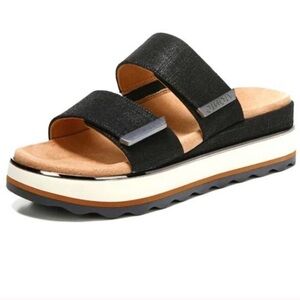 Vionic Brandie Black Platform Sandals Slides
Black Fabric Silver Accents Size 8‎